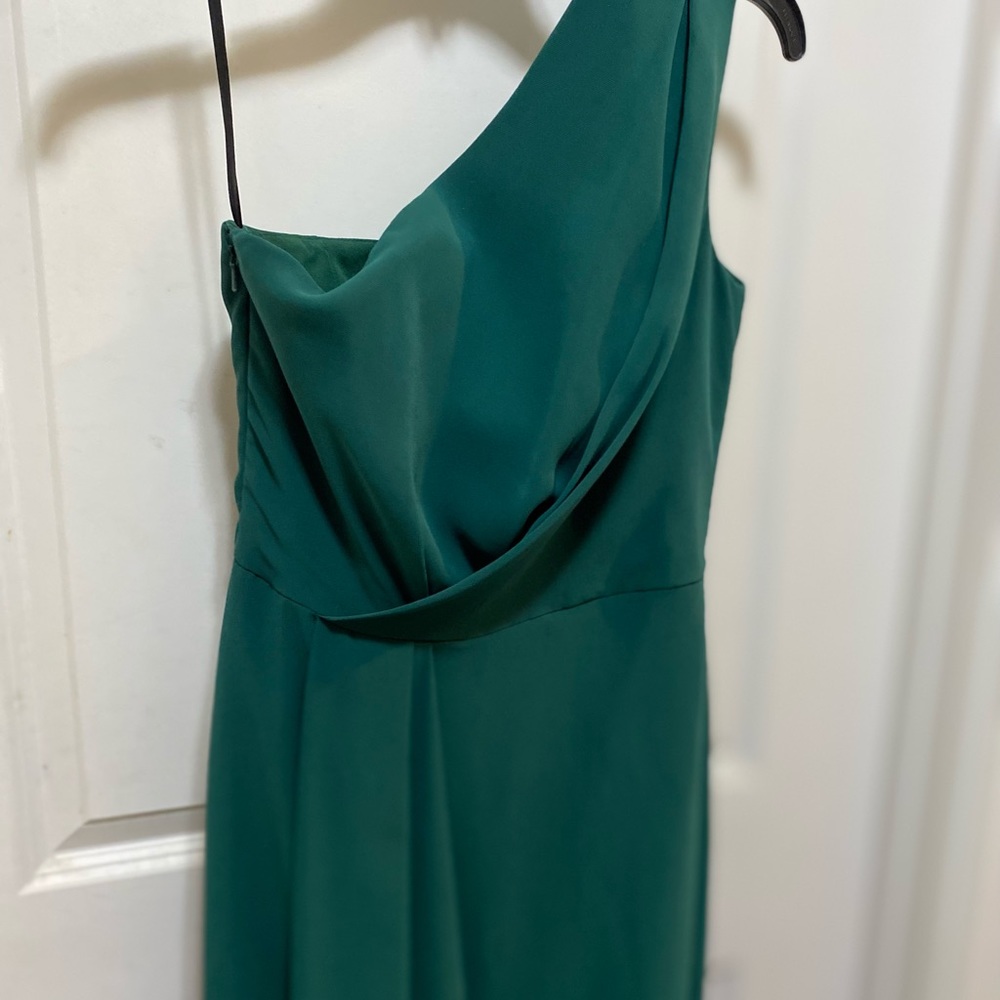 One shoulder green bridesmaid dress